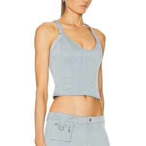 Miaou Blue Sleeveless Bustier Crop Top